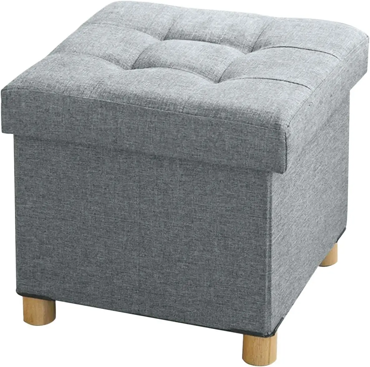 

Small Ottoman With Storage, Foot Stool Ottoman Storage Cube, Foot Rest For Couch With Legs, Light Gray 15"" X 15"" X 15""