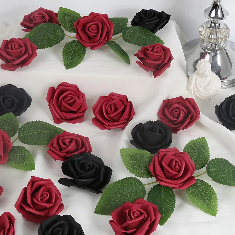 30 Stück künstliche Rosenblütenköpfe, lose künstliche Schaumrosen für DIY-Brautgeschenke, Hochzeits-Blumenarrangements, Heimdekoration – Detail 4