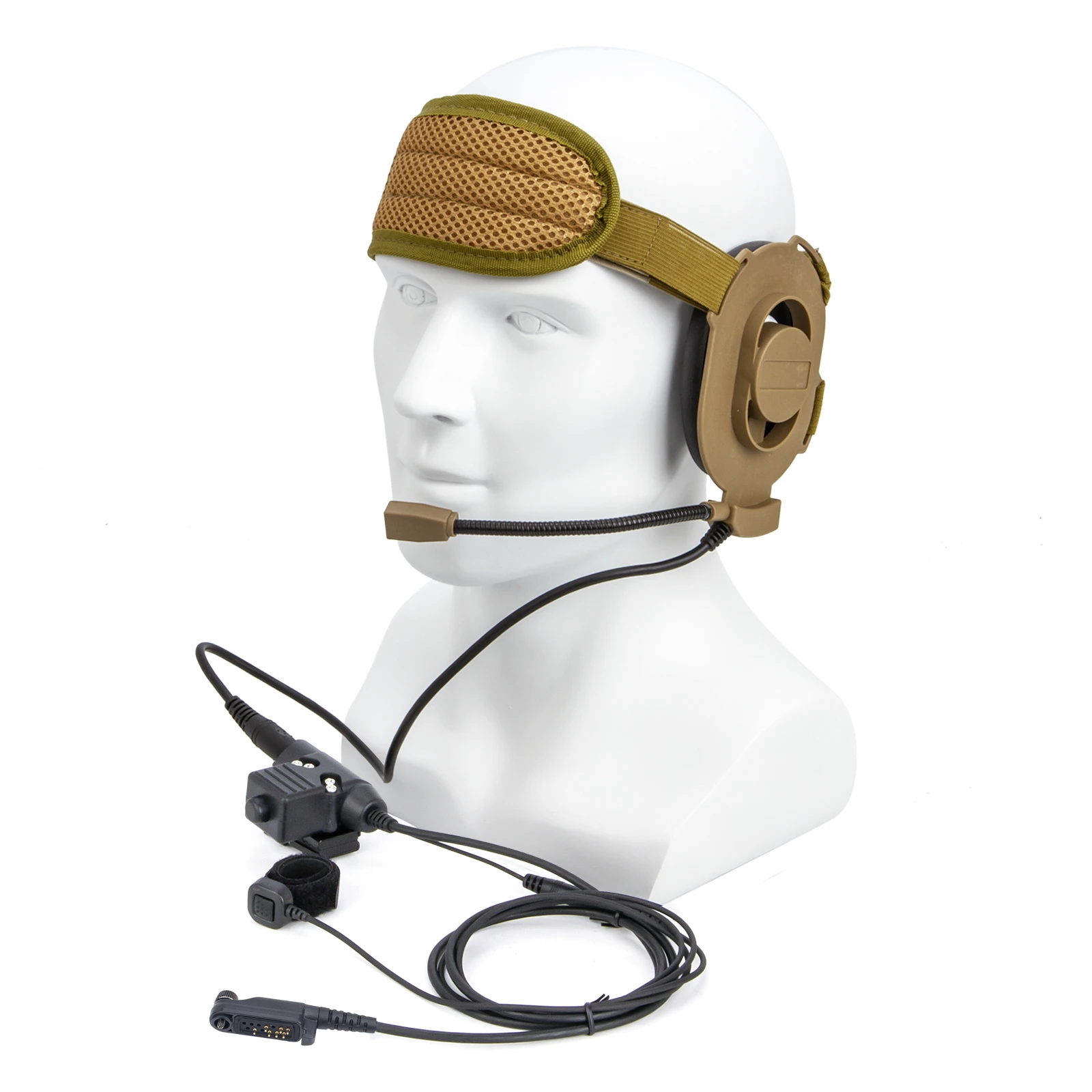 

U94 PTT and Finger Microphone PTT with brown HD01 Tactical Bowman Elite II Radio Headset Earpiece for Hytera X1P