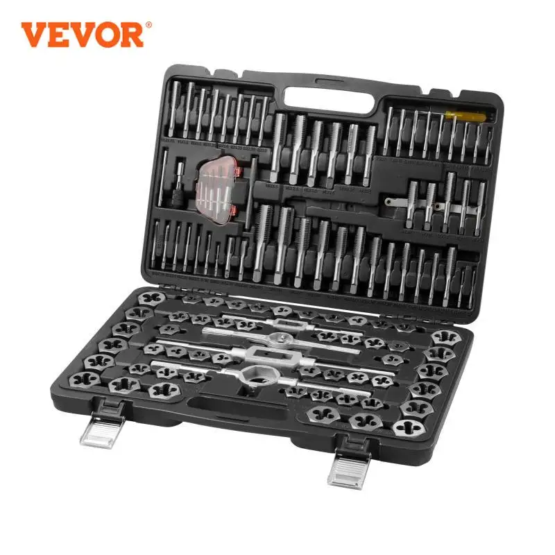 VEVOR 116-Piece Tap and Die Set Include Metric and SAE Size Bearing Steel Taps and Dies Essential Threading Tool