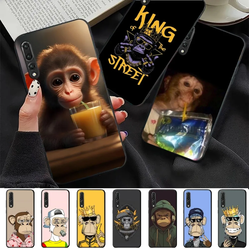 Monkey Drinking Juice Phone Case For Huawei P 8 9 10 20 30 40 50 Pro Lite Psmart Honor 10 lite 70 Mate 20lite