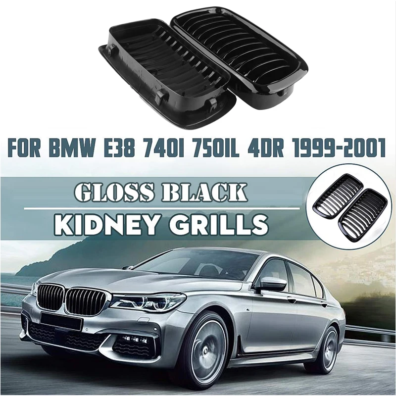 

Rhyming Front Bumper Kidney Grille Matte Black Single Slat Grill Fit For BMW 7 Series E38 1998-2001 Car Accessories Part