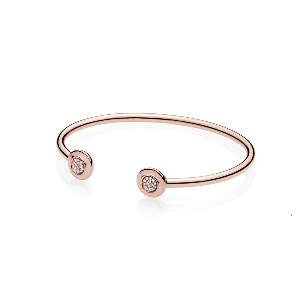 Rose Gold And Silver Color Two Round Shape Buckle pan   Bracelets For Women Diy Charms Bangles Jewelry