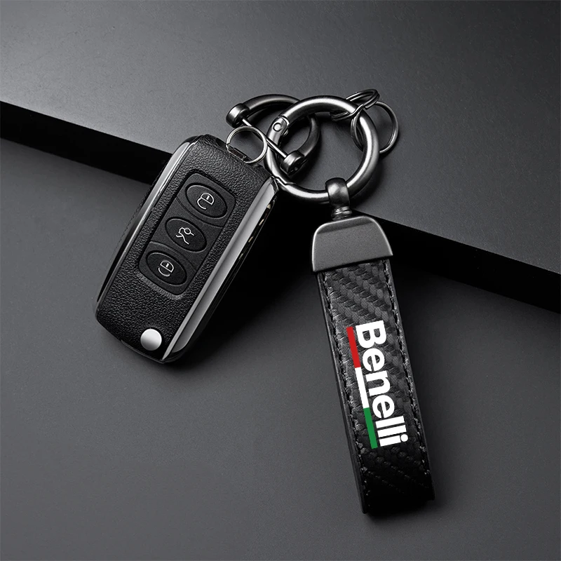 High-Grade Carbon Fiber Motorcycle Keychain Holder Keyring for Benelli imperiale 400 TRK502 BN302 TNT125 300 BJ600