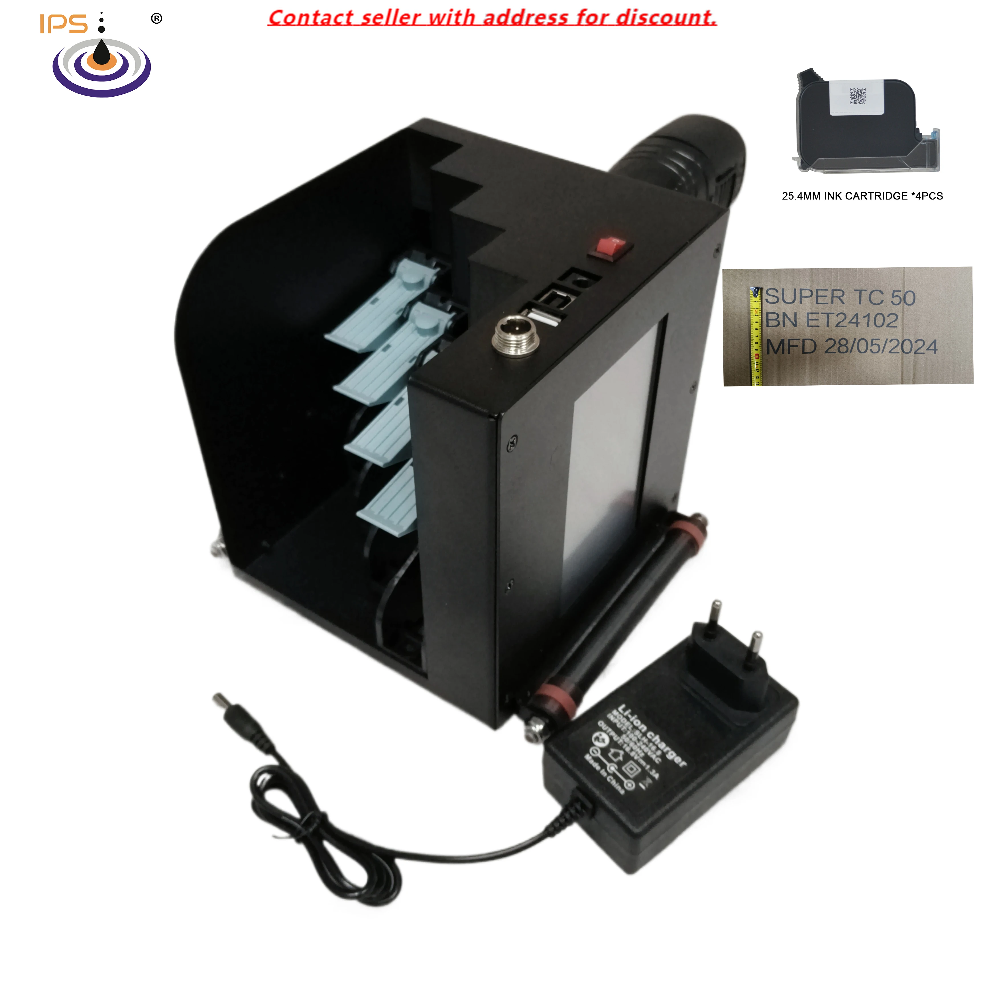 

1-4 Heads Thermal Tij Handheld Inkjet Printer 1-101.6mm For Expiry Date Coding Bottle Carton Box Production