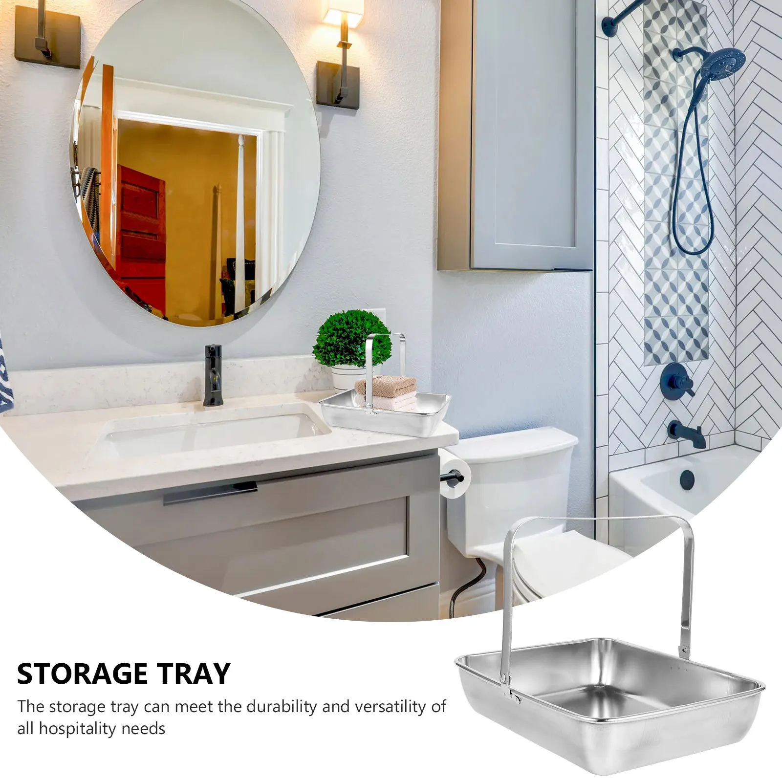 

1pc Stainless Steel Towel Tray Multifunctional Napkin Tissue Organizer Rectangular Storage Plate For Kitchen Bathroom Desk