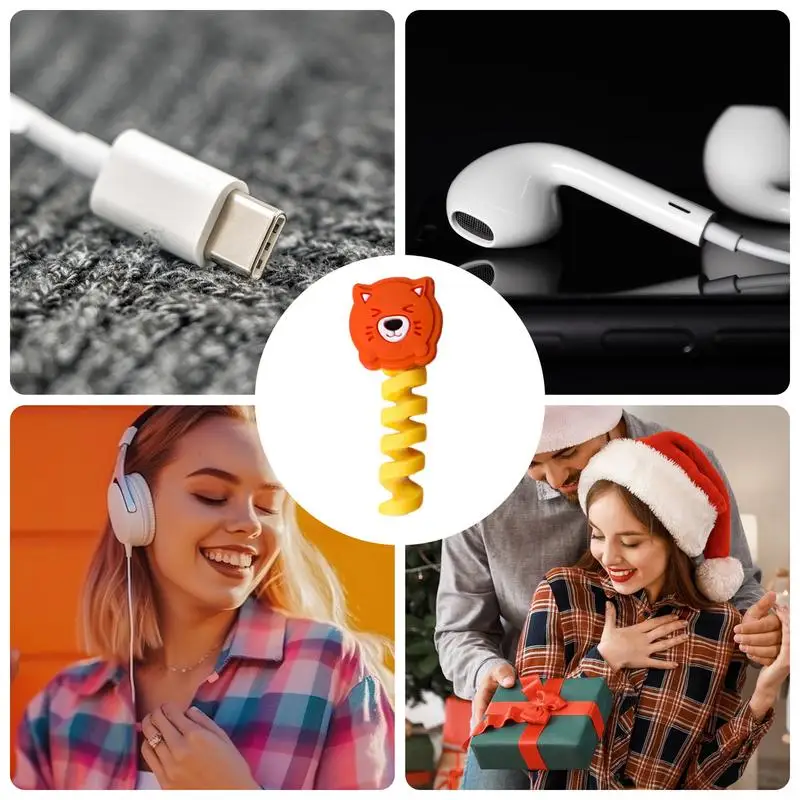 ตัวจัดระเบียบสายชาร์จซิลิโคนสัตว์สำหรับสายชาร์จอุปกรณ์ประหยัดสายไฟน่ารักสำหรับสายชาร์จ USB สีสันสดใส