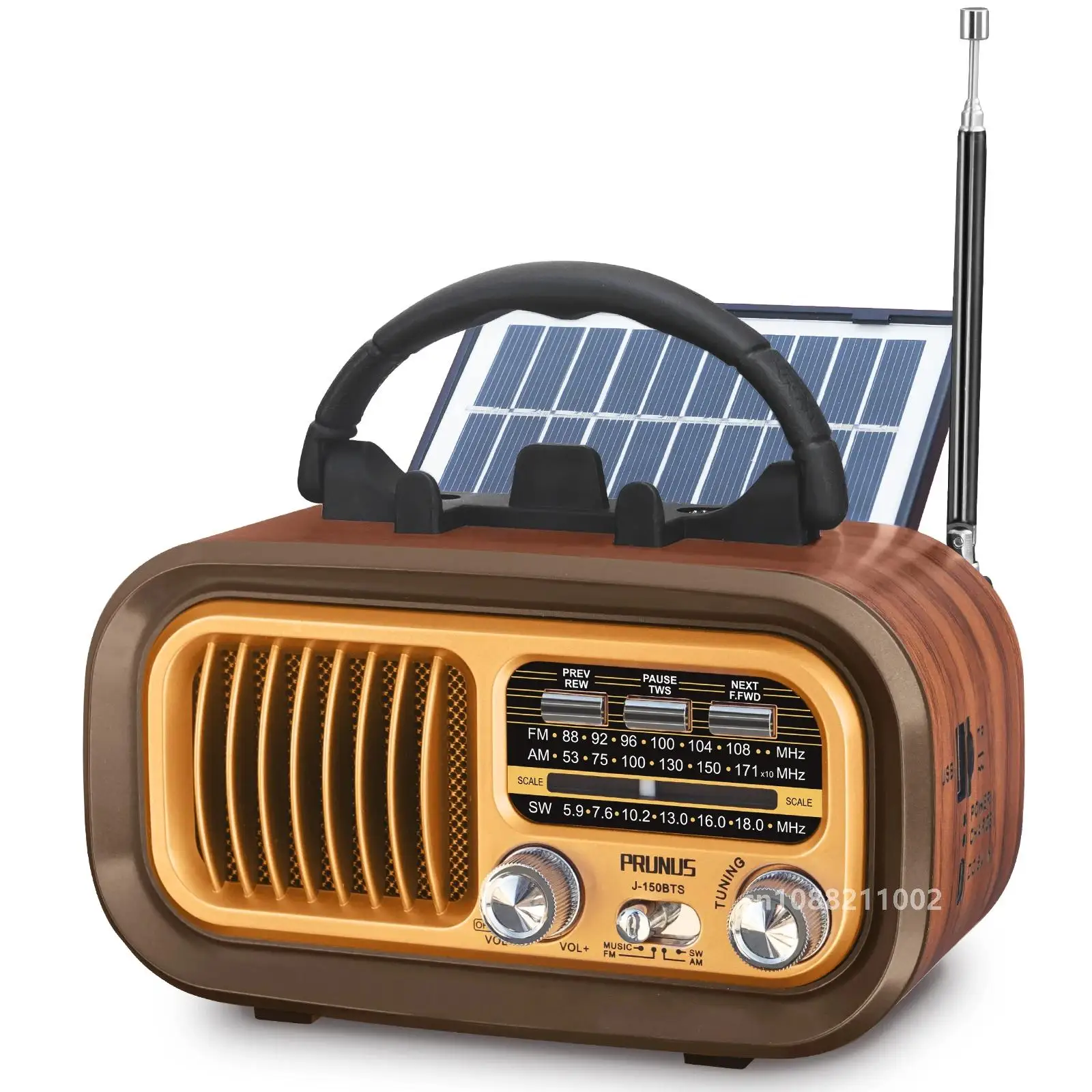 Multi-function Bluetooth speaker Retro Radio FM AM SW Portable Radios Solar panels Rechargeable Shortwave Radio Subwoofer Audio