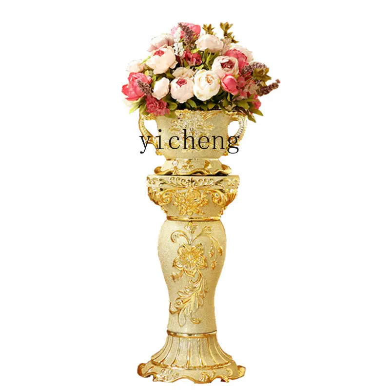 

Zc Ceramic Floor Vase Set Artificial Flower Home Living Room Entrance Flower Arrangement Decorative Ornament