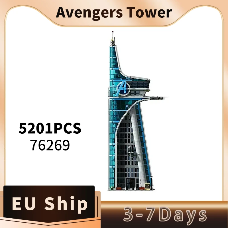 76269 5201 pièces Grandes briques de construction Ensemble de jouets Tour des Avengers Cadeau d'anniversaire et de Noël pour enfants et adultes Livraison rapide