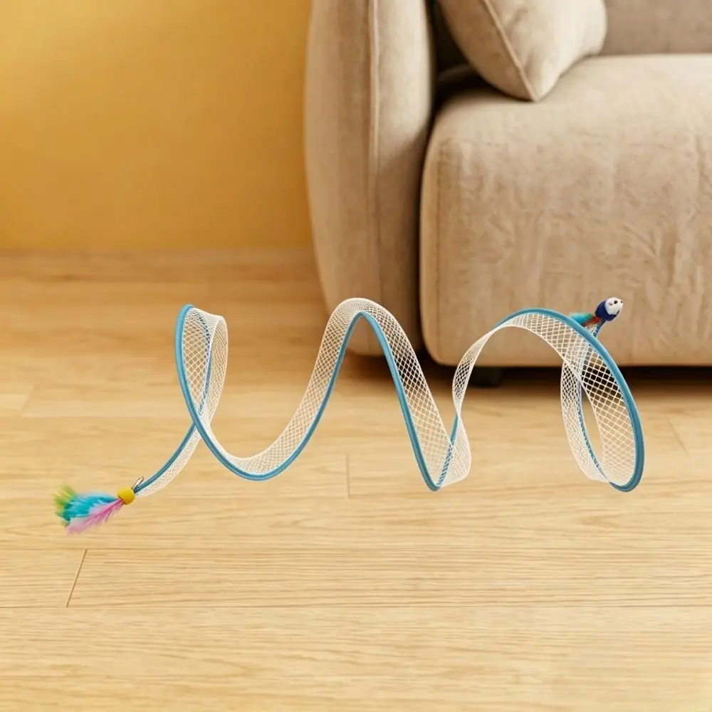Collapsible Cat Tunnel Tube Elastic Portable Foldable Cat Play Tunnel Boredom-Relief Self-Entertainment Cat Spring Mouse Tunnel