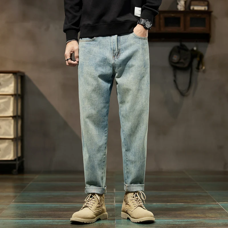 メンズジーンズ バギーパンツ ルーズフィット レトロブルー ハーレムパンツ ヴィンテージ服 メンズ 大きいサイズ 男性用デニムパンツ オーバーサイズ 42