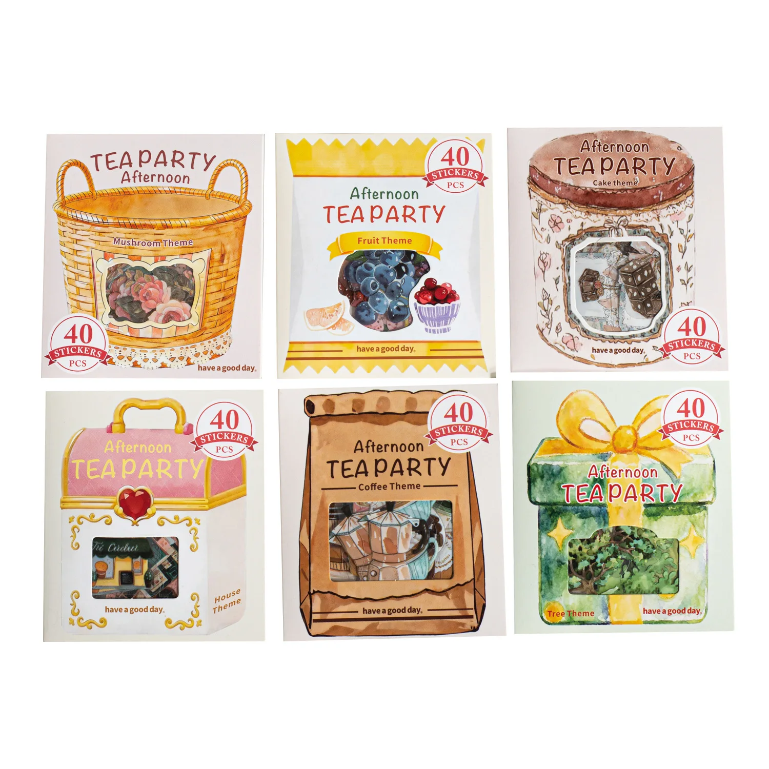 6packs/1lot Kawaii Stationery Stickers Afternoon Tea Party Diary Decorative Stickers Scrapbooking Craft Stickers
