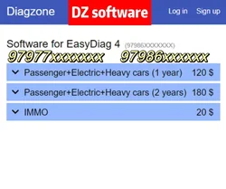 Easydiag 4、td 97986、GOLO master 4(97977) 、1年2年のDiagoneProオープンソフトウェアサブスクリプション