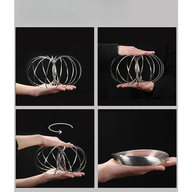 Amazing Metal Flow Ring Toys Magic Ring Kinetic Spring Funny Outdoor Game Intelligent Relax Toys Magic Props Magician Gimmicks