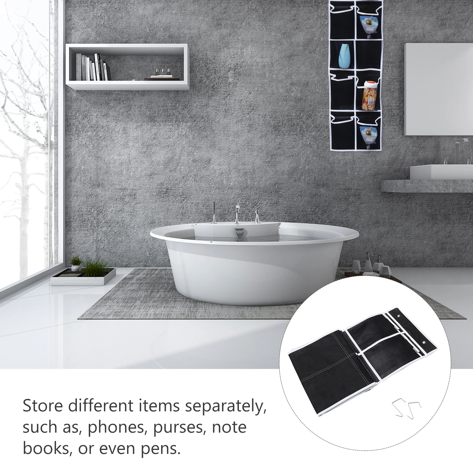 

1pc 12 Pockets Hanging Storage Bag Mesh Organizer Pouch Wall Mounted Closet Door Shelf Space Saver Large Capacity Fabric