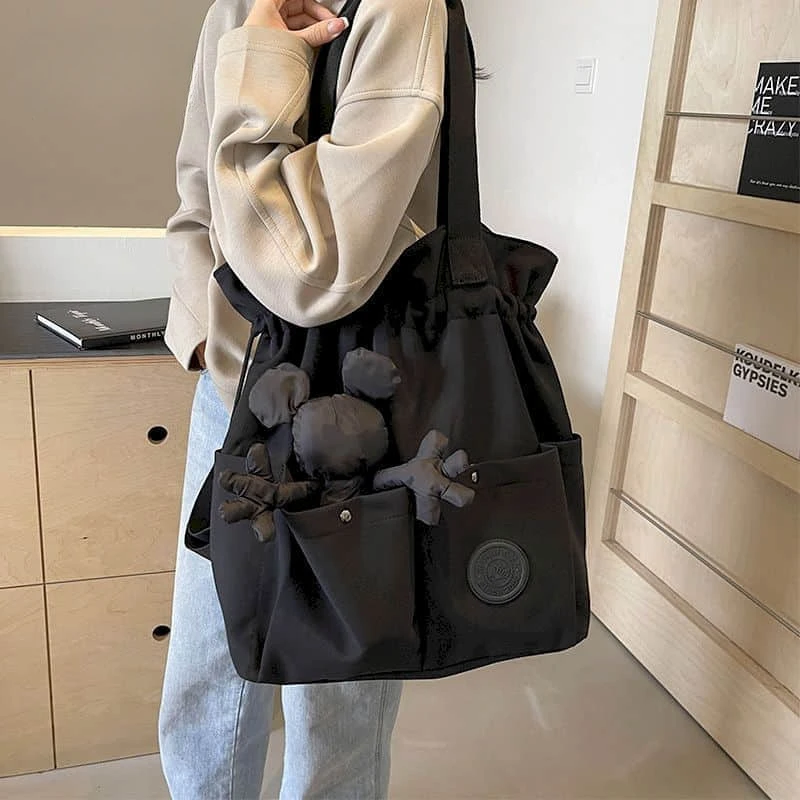 

Простые рюкзаки Kawaii, сумка на плечо, однотонные модные минималистичные нейлоновые школьные сумки для студентов, универсальные дорожные сумки большой вместительности