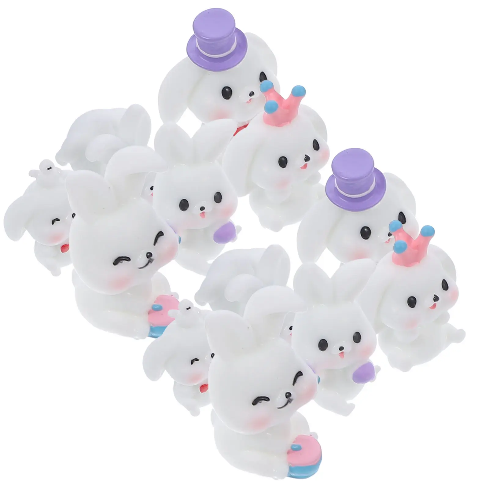 

12Pcs Resin Bunny Shape Miniature Landscaping Ornament for Garden Lawn Balcony Car Desktop Micro Landscape Decor Bonsai