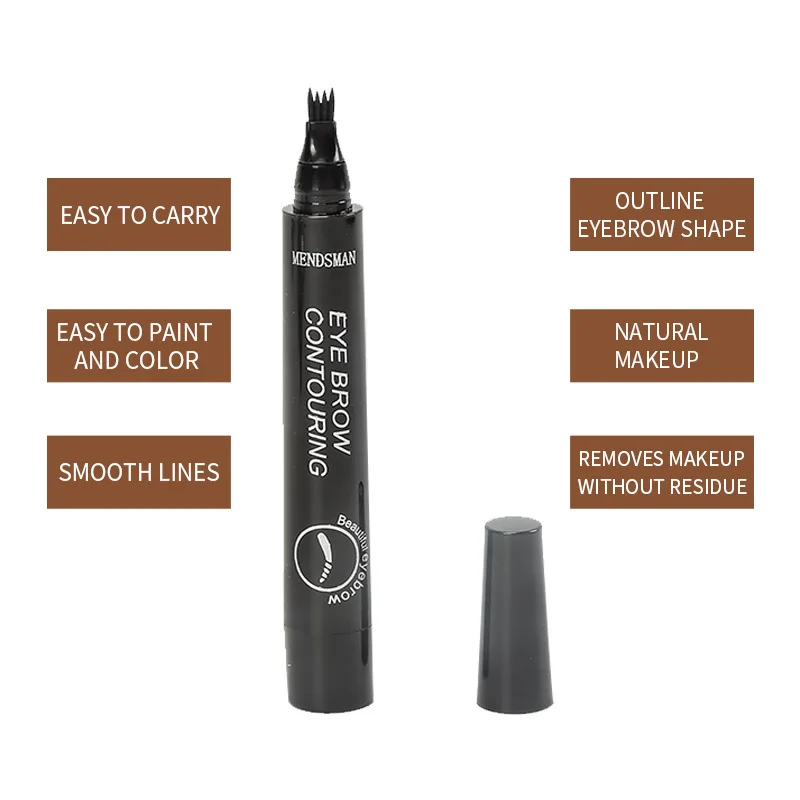4‑Prong Liquid Eyebrow Pen, Waterproof Eyebrow Pencil for Simulation Wild Look, Create Natural Hair‑Like Brows Eye Makeup