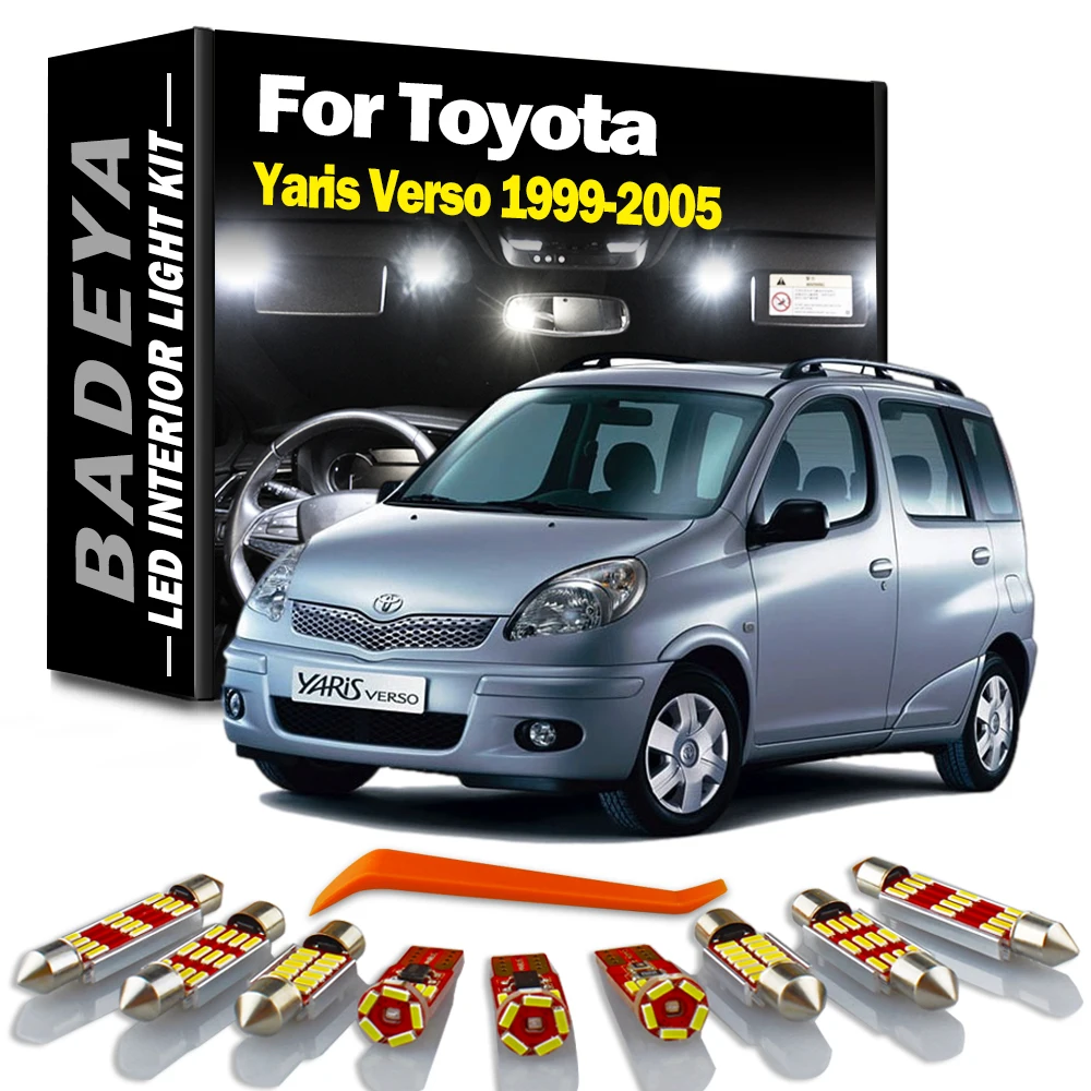 BADEYA 9Pcs Canbus LED Interior Map Dome Light Kit For Toyota Yaris Verso 1999 2000 2001 2002 2003 2004 2005 Indoor Vehicle Lamp