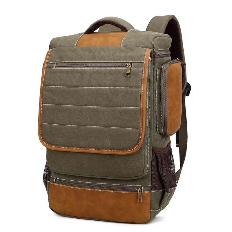 

School Laptop Mens Rucksack Forwith Waxed Canvas Compartment Rustic Meth Wax Leather Backpacks Travel Vintage Bookbag Bags Male