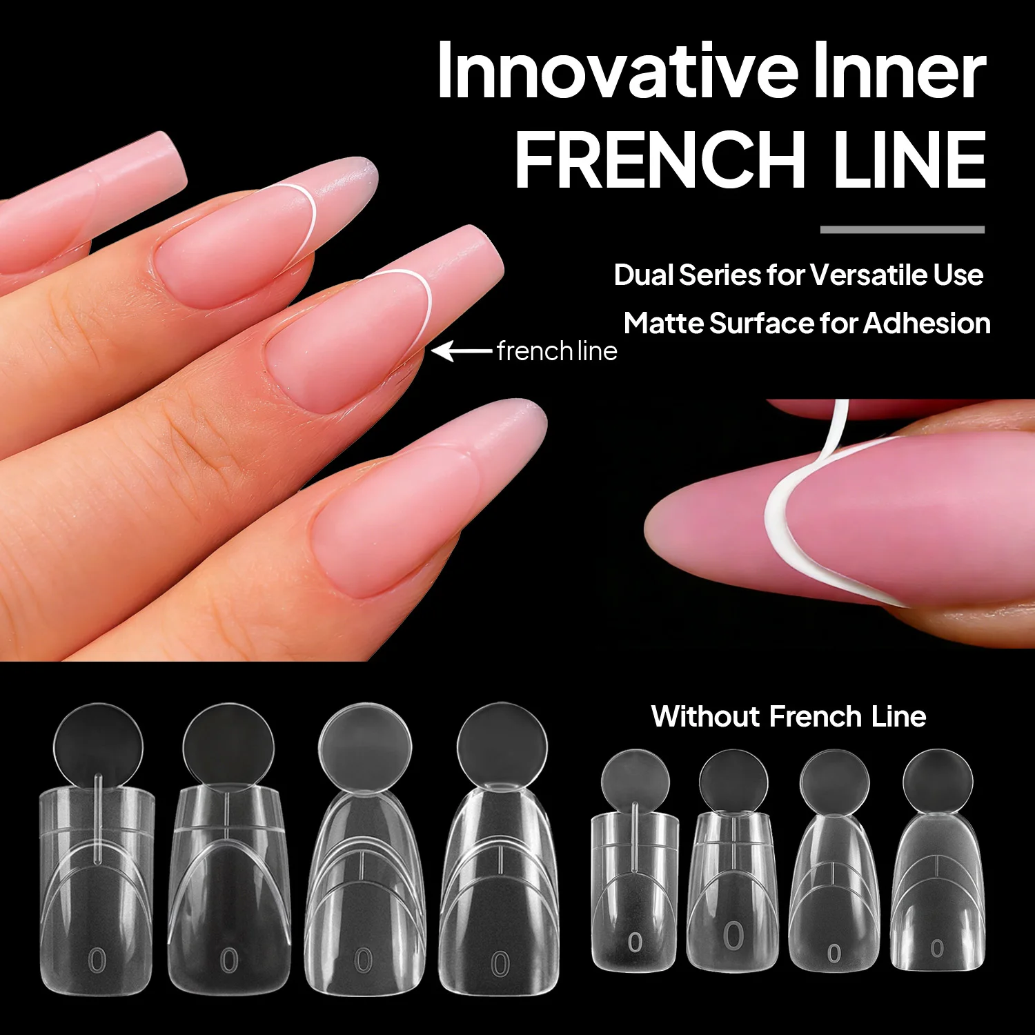 Nailpop French Line Dual Forms Nail Tips 14 Sizes Square Coffin Almond Oval Nail Extension Forms With Reusable Salon Home 140Pcs