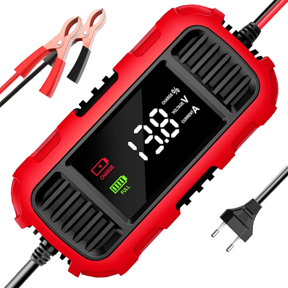 Für Blei-Säure-Batterieladegerät Batterie-Wartungs-Digital-Smart-Batterieladegerät für Auto Motorrad Roller Batterieladung