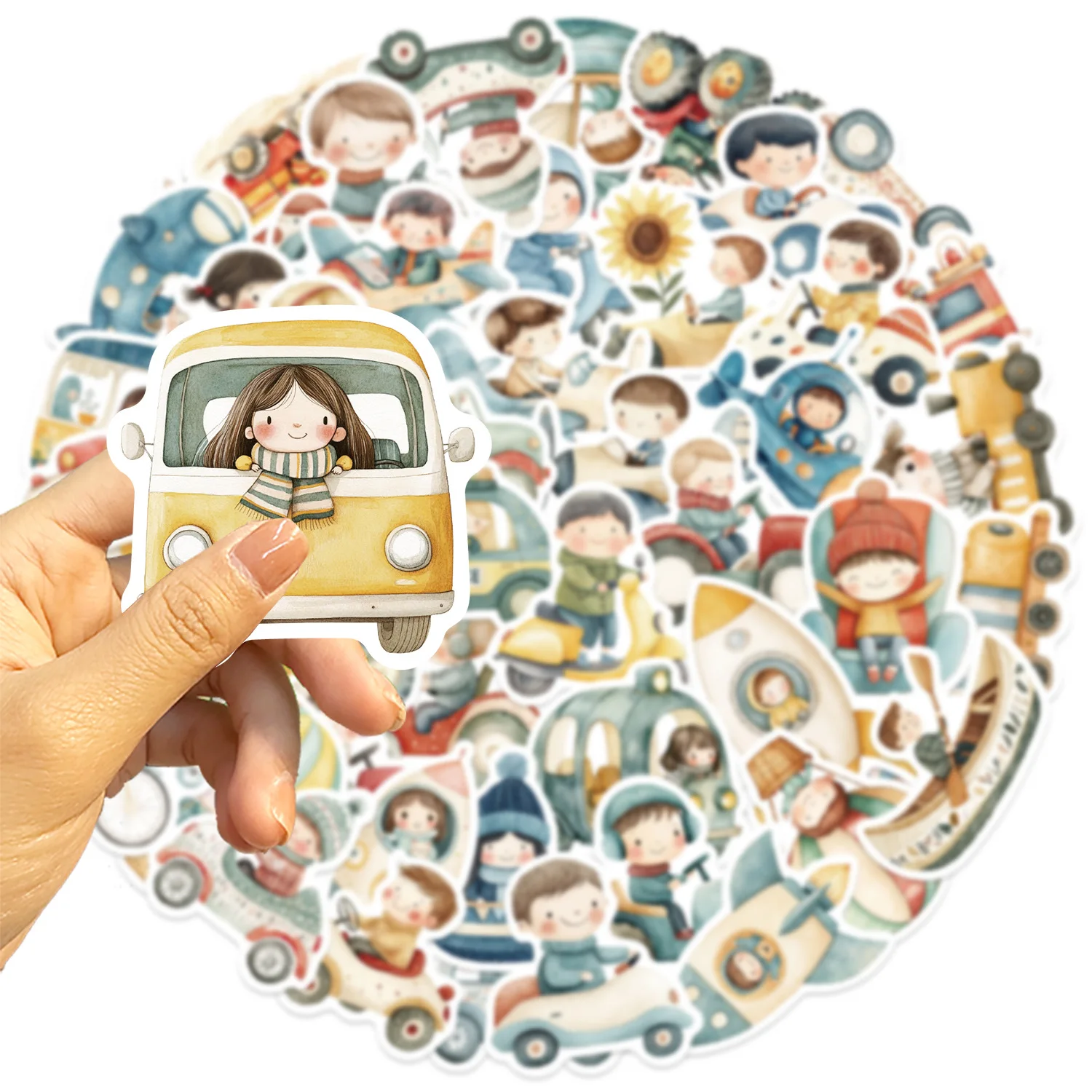 50/100PCS 만화 교통 스티커 DIY 장식 기타 노트북 수하물 DIY 방수 어린이 보상 편지지 스티커
