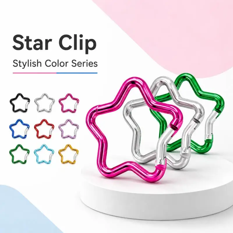 10~50pcs Star Shaped Aluminum Carabiner Keychain Spring Locking Clip for Backpack Camping Hiking Travel Outdoor Use