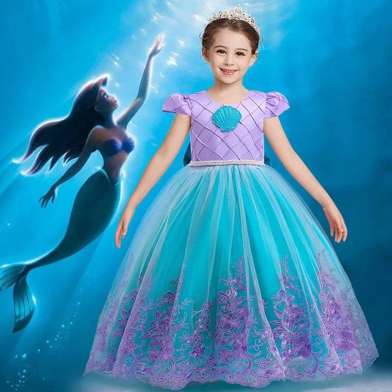 

Disney Little Mermaid Ariel Princess Costume Kids Dress For Girls Cosplay Children Carnival Birthday Party Clothes Mermaid Dress