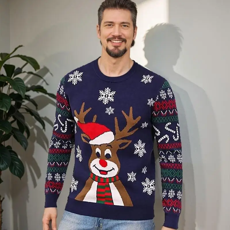 

Cisas повседневный мужской вязаный свитер круглый шерстяной свитер Slim Fit Lazy Sle из полиэфирного волокна длинный све повседневная одежда