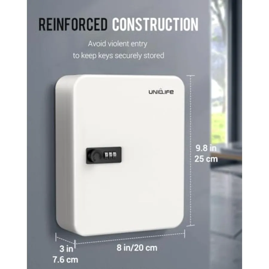 48 Position Key Cabinet with Combination Lock Resettable Digital Security Storage Box Steel Key Organizer with Colorful Key Tag