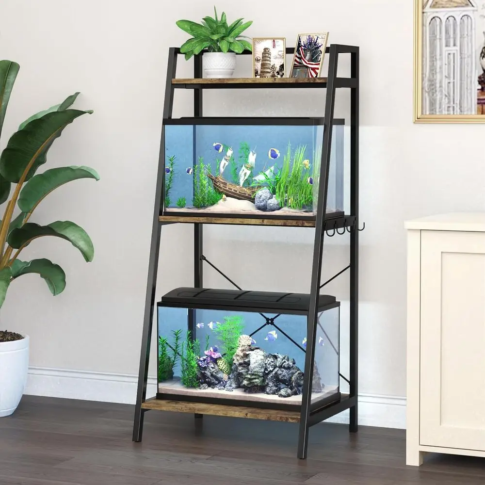 

5-10 Gallon Metal Tank Stand with Storage Shelves for Turtles and Reptiles