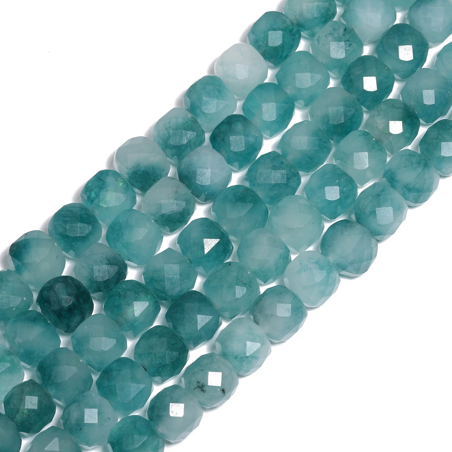 7mm AAA Faceted Cube Beads Natural Stone Green Chalcedony Square Spacer Beads For Jewelry Making DIY Bracelets Accessories