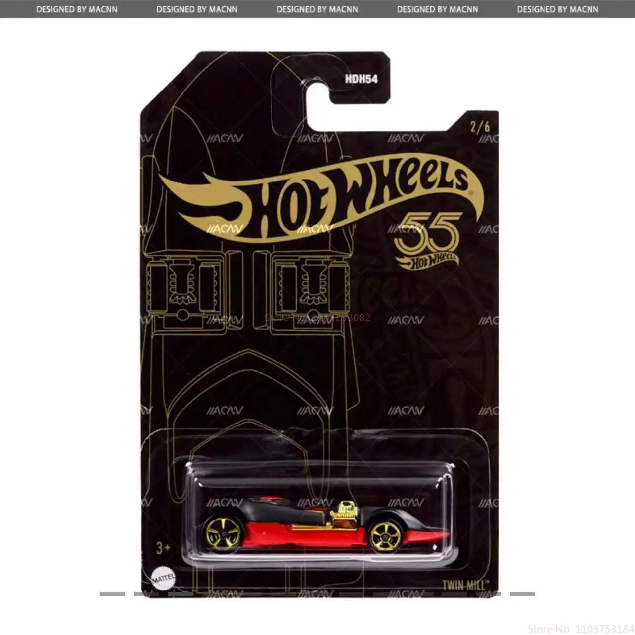 

2025 Mattel Hot Wheels 55th Anniversary Black Gold Exclusive Limited Edition Special Collection Model Car Model Collection Gifts