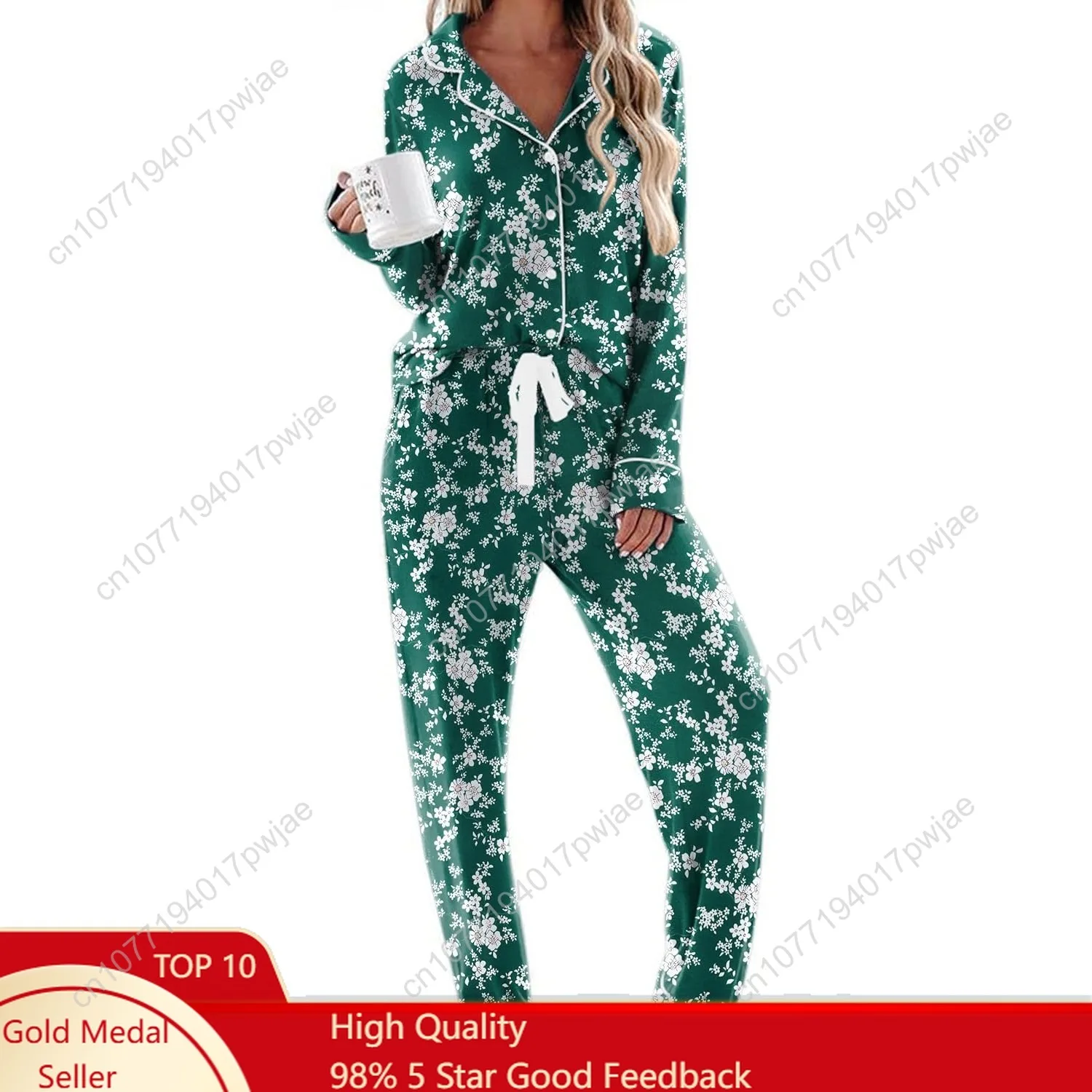 

Ekouaer женские пижамы с длинными рукавами, повседневная домашняя одежда на пуговицах, мягкий пижамный комплект, S-XXL