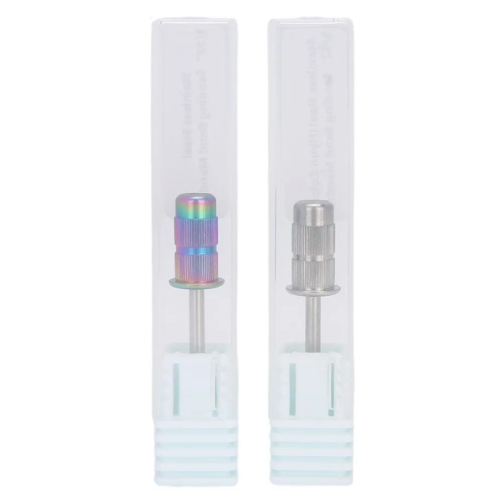 2pcs Stainless Steel Nail Mandrel Bit Professional High Wear Resistance Sanding Band Mandrel Heat Dissipation Filing Nails