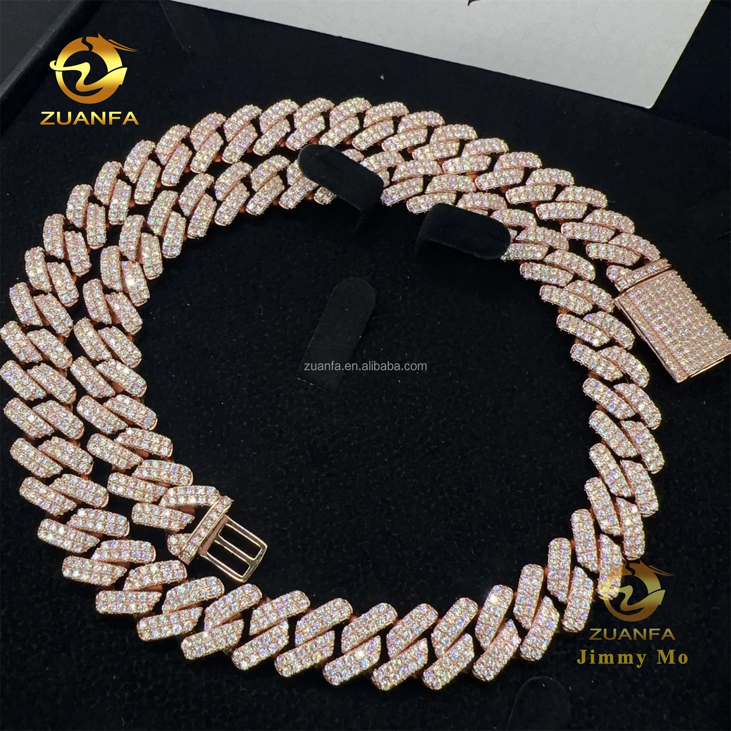 14mm Custom 2Rows Stone Fire Jewelry Stylish GRA Certificate 925 Solid Silver Iced Out Hip Hop FL Moissanite Cuban Link Chain..