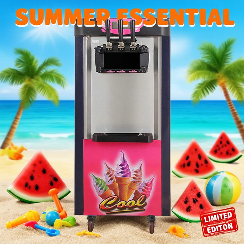 China Factory Price Ice Cream Machines 3 Flavor Soft Ice Cream   Machine with Yogurt Milk Chocolate for Sale