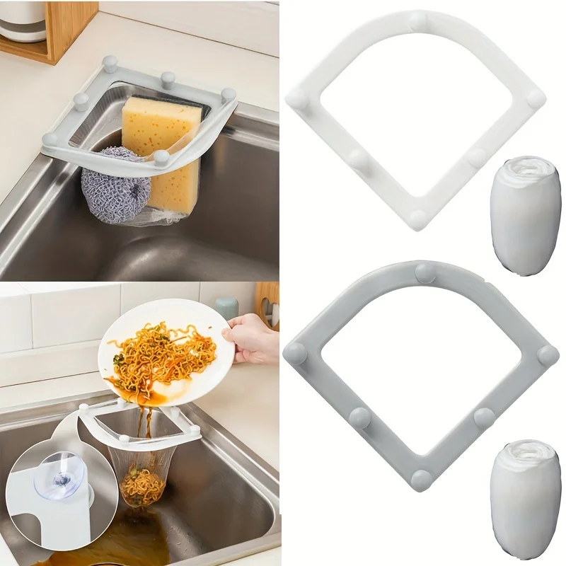 

Triangle Tri-Holder Filter with 30 pcs Sink Strainer Bag Corner Sink Strainer Basket Sink Garbage Rack Holder Sink Filter Net M