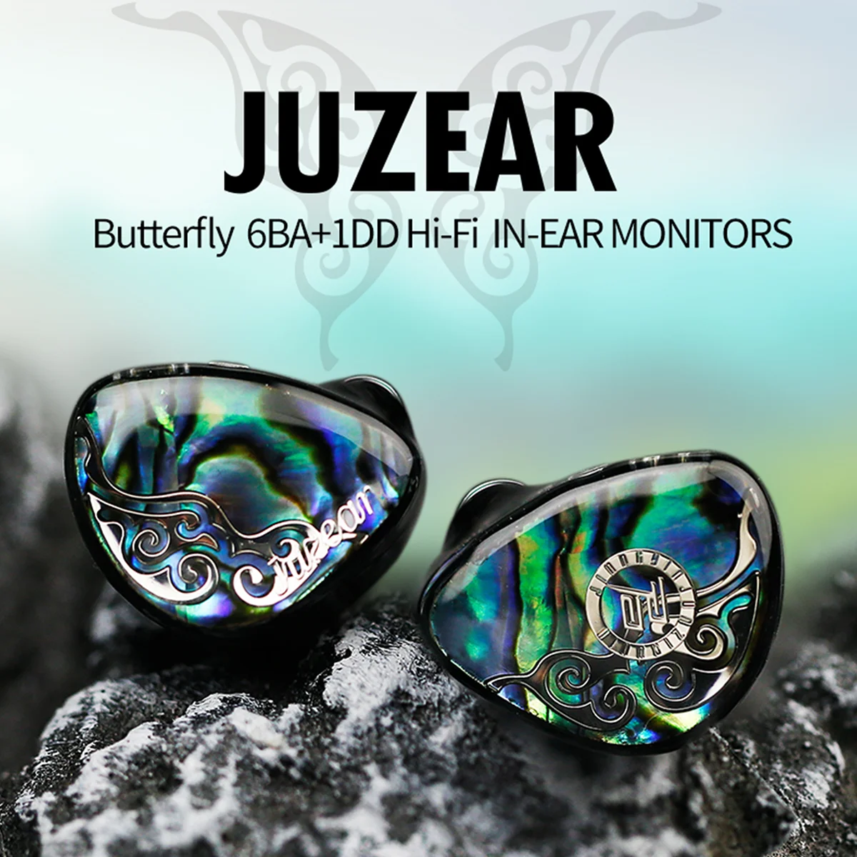 JUZEAR Butterfly 61T Wired IEM 1 Dynamic Driver +6 Balanced Armatures Studio CNC Carved Headset with 2Pin Detachable Cable