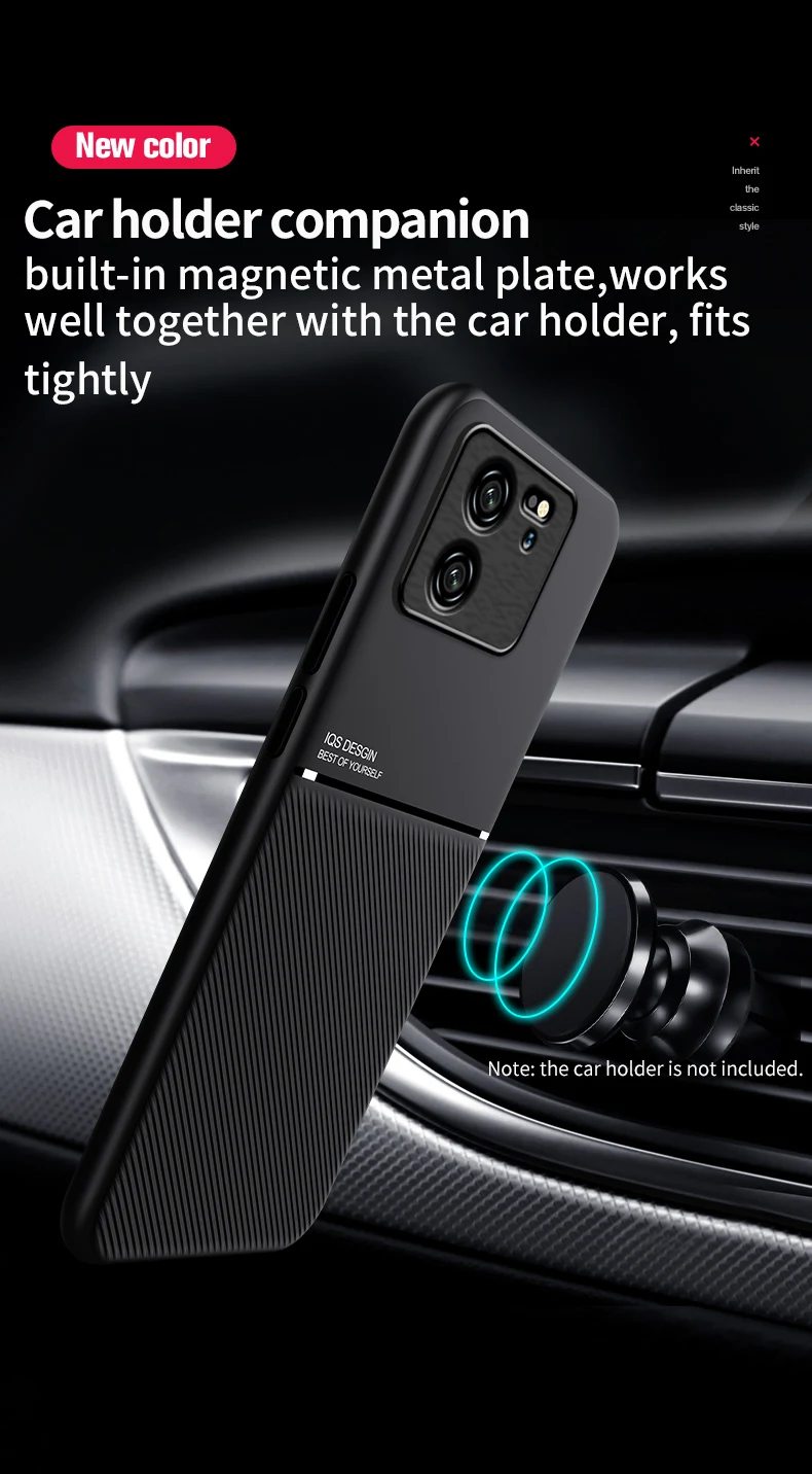 Case For Xiaomi 13T Built-in Metal Plate Support on Car Holder Shockproof Hard Cover For Xiaomi 13T Pro