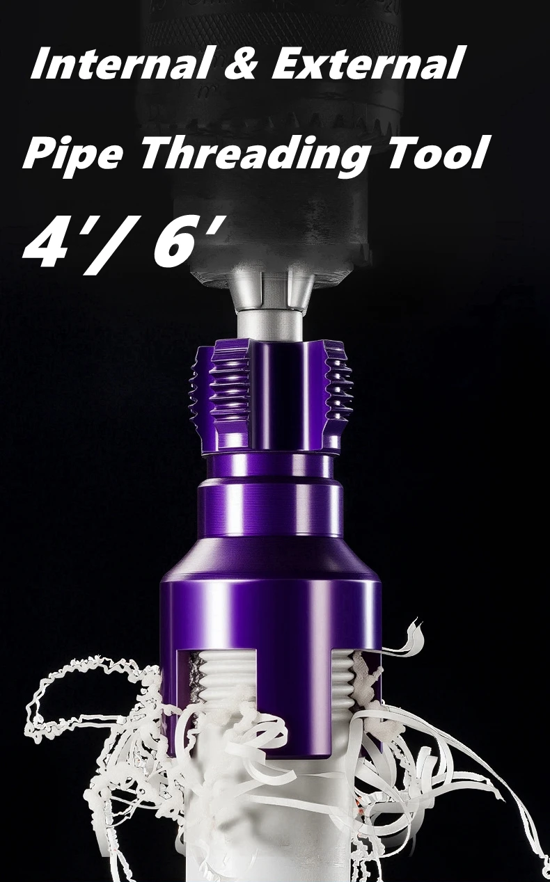 

Integrated Internal & External Pipe Threading Tool, Pipe Thread Cutting Tool, Electric Drill Compatible PVC Pipe Threader