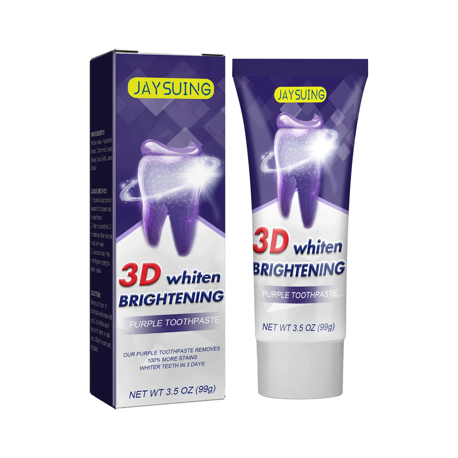 Jaysuing Whitening Toothpaste Enamel Care Removal Plaque Stain Reduce Yellowing Oral Cleaning Hygiene Freshens Breath Easy Smile