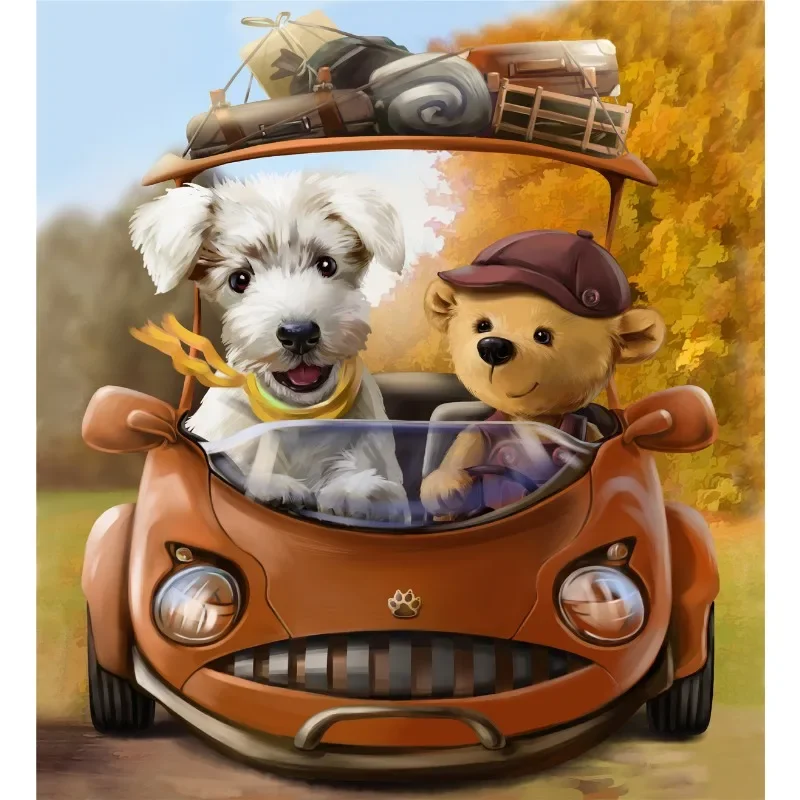 100 Pieces Jigsaw Puzzle Games Assembling Picture Cartoon Animals Dog Driving Decompression Puzzles Toy Educational Gifts