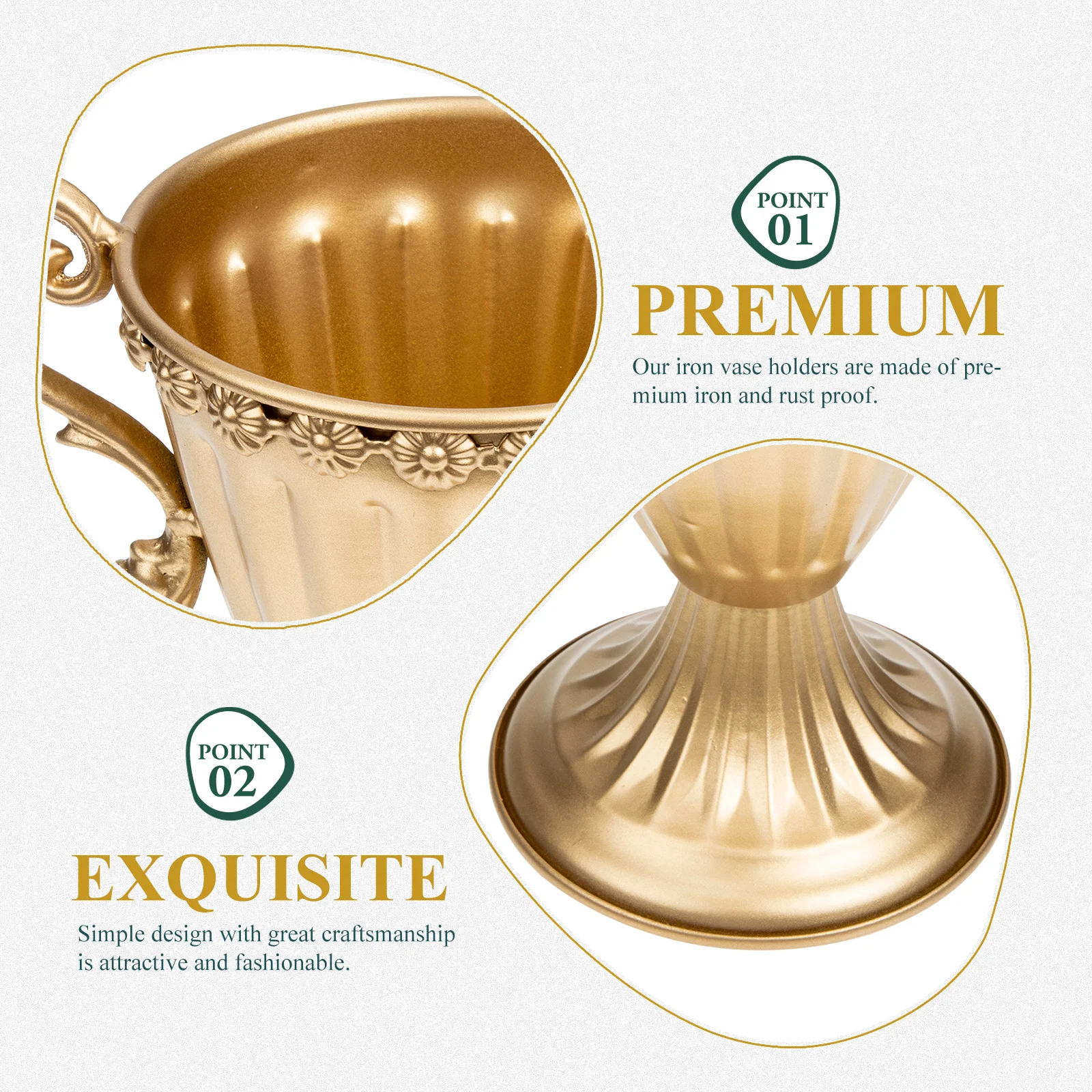 

Gold Iron Flower Vase Vintage Retro Decorative Vase For Wedding Party Home Decoration Dried Fresh Flowers Arrangement