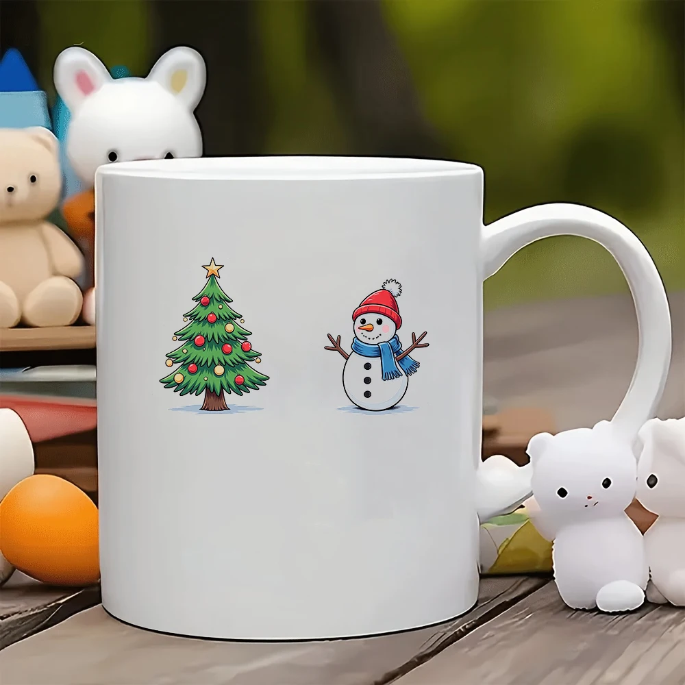 

11oz Cup + Cartoon Christmas Tree Snowman Design + Christmas Gift - Kids Water Bottle Family Office Coffee Cup