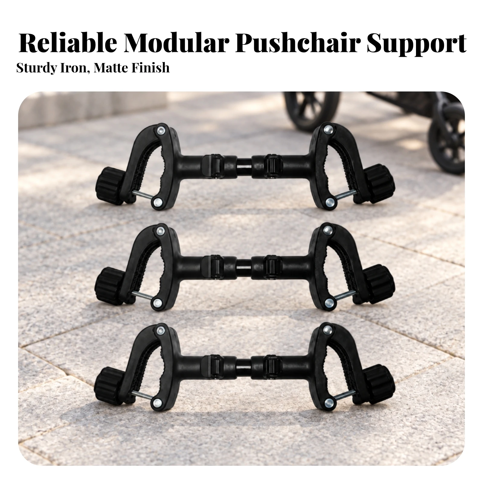 Stroller Connector with Clamp Compatible Adjustable Stroller Connector Hardware Long-Lasting Easy for Parents of Twins, Travel