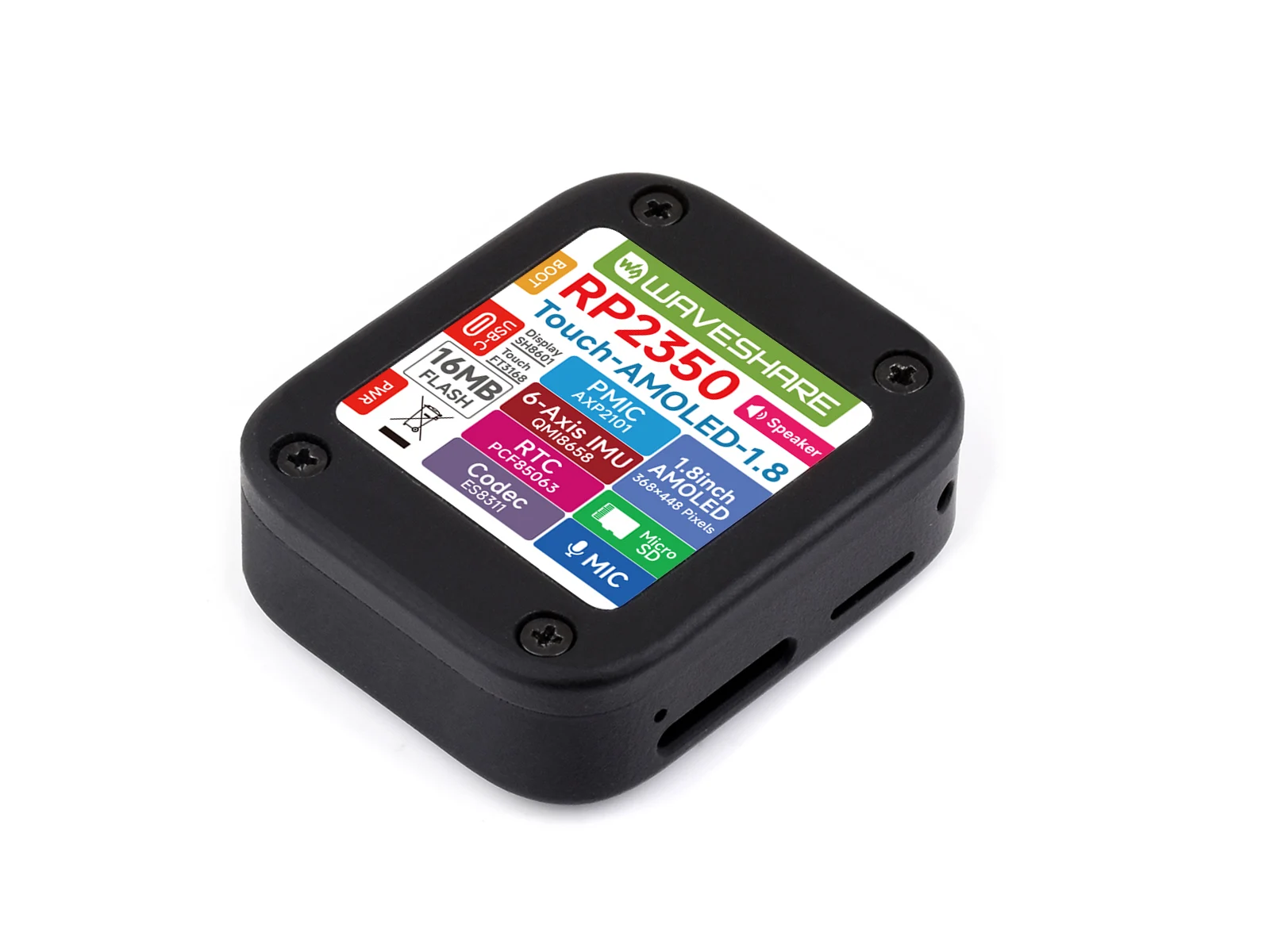 Waveshare RP2350 1.8inch AMOLED Touch Display Development Board, 368×448 QSPI Interface, Accelerometer And Gyroscope Sensor