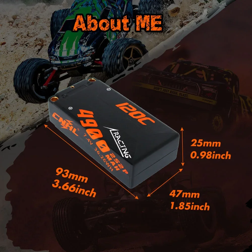 

2PCS CNHL 2S Shorty Lipo Battery 7.4V 4900mAh 120C HardCase with Deans T Plug for RC Drift Car Truck Tank Vehicle Truggy Buggy